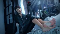 3d 3d_(artwork) barefoot batman:_arkham_knight batman_(series) catwoman catwoman_(arkham) dc dc_comics feet female female_focus female_only foot_fetish jt658 selina_kyle toenail_polish toes