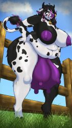 4k 9:16 absurd_res anthro areola ass belly big_areola big_belly big_breasts big_butt big_nipples black_hair bovid bovid_horn bovine bovine_horn breasts cattle cow_horn cowbell curvy_figure ear_piercing ear_tag female fur hair hi_res highlights_(coloring) horn huge_breasts mammal markings navel nipples nude overweight overweight_female piercing pink_highlights slightly_chubby solo solo_focus spots spotted_body spotted_fur tail tail_tuft teats thick_thighs tuft udders voluptuous wide_hips xheten
