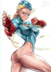 1girls alternate_costume bare_legs bare_thighs big_breasts blonde_hair blue_eyes cammy_white capcom clothed clothing color female female_focus female_only garrison_cap gloves hat hi_res juaagacgy large_breasts leotard light-skinned_female light_skin long_hair looking_at_viewer scar solo solo_female street_fighter street_fighter_alpha tagme thick_thighs