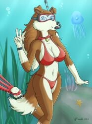 anthro big_breasts bikini breasts colleen_(road_rovers) female furry snorkel solo strikersa underwater