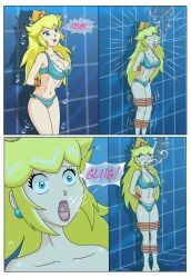 air_bubbles big_breasts bondage breasts dlobo777 drowning female lipstick mario_(series) princess_peach swimsuit underwater