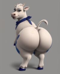 ai_generated ass big_ass big_butt bovine commercial editokur999 female fur furry lactaid lactaid_cow nude presenting presenting_hindquarters realistic room smiling