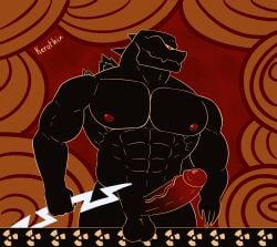 anthro anthro_only big_chest big_penis godzilla godzilla_(series) hercules_(disney) humanoid_penis kerothix male male_only massive_penis pectorals testicles zeuszilla