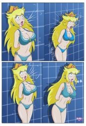 air_bubbles big_breasts bondage breasts dlobo777 drowning female lipstick mario_(series) princess_peach swimsuit underwater