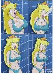 air_bubbles big_breasts bondage breasts dlobo777 drowning female lipstick mario_(series) princess_peach swimsuit underwater