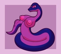 absurd_res anus belly blue_body breasts busty_feral female feral genitals hi_res ikakins looking_at_viewer neuzu_(anzuneth) nipples nude original original_character pink_belly pink_eyes pink_nipples plump_labia pussy reptile scalie snake solo