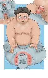2024 anthro balls belly closed_eyes common_hippopotamus duo erection furrygl genitals hi_res hippopotamid human human_on_anthro interspecies male male/male mammal moobs navel nipples odd_taxi overweight overweight_male penis sex taichi_kabasawa_(odd_taxi)