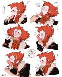 balls beard blowjob blush boner erection facial_hair gay lysandre_(pokemon) male male_only nintendo oral penis pokemon professor_sycamore yallq