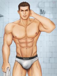 1boy 2021 bara barazoku bulge capcom looking_at_viewer male male_nipples male_only muscular_male nipples no_visible_genitalia penis_outline piers_nivans resident_evil resident_evil_6 spacebaddy underwear