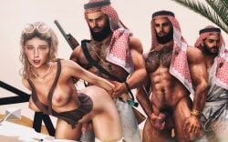 1dickgirl 3boys 3d 3males anal_sex arab_male arabian arms_held_back beard bearded blonde_hair breasts breasts_out dark-skinned_male desert dickgirl_penetrated foursome from_behind functionally_nude futanari gangbang gun hairy hairy_chest holding_arms_back human keffiyeh leaking_precum light-skinned_female looking_at_viewer male/dickgirl male/futa male_on_dickgirl male_on_futa male_penetrating male_penetrating_futa muscles muslim naughty_face outdoor_sex perky_breasts phone phone_call phone_screen pounding_ass second_life setfanidallas sex_from_behind shemale sissy size_difference slutty standing_doggy_style standing_sex turban waiting_for_turn waiting_in_line wrists_restrained