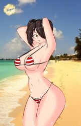 beach bikini female looking_at_viewer nomus_hl sienna_contiello skullgirls squigly video_games