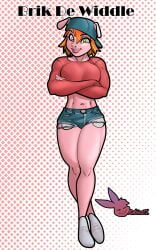 1girls abs anthro bare_legs bare_thighs big_breasts booty_shorts brik_de_widdle clothed clothing color crop_top denim_shorts female female_focus female_only fit_female footwear green_eyes hat hi_res jean_shorts large_breasts light-skinned_female light_skin long_sleeve_shirt long_sleeves looking_at_viewer muscles muscular muscular_arms muscular_female muscular_legs muscular_thighs orange_hair original_character pig pig_ears pig_girl rabies-t-lagomorph shoes short_hair solo solo_female tagme thick_thighs