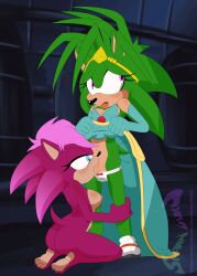 blowjob blue_eyes brother_and_sister crossdressing crown dress fellatio femboy furry_only incest manic_the_hedgehog mobian_(species) panties pink_eyes royalty shawnguku siblings sonia_the_hedgehog sonic_(series) sonic_the_hedgehog_(series) sonic_underground tiara twins