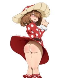 1girls :p ass back_dimples big_ass blush bottomless breasts brown_hair bubble_butt dimples_of_venus felipe_godoy female female_only hero_outfit_(mha) komori_kinoko looking_at_viewer looking_back my_hero_academia no_panties presenting presenting_hindquarters short_hair skirt skirt_lift solo solo_female standing teenage_girl teenager thick_thighs thighs tongue tongue_out young