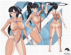 1girls asian_female ass big_ass big_breasts black_hair breasts brown_eyes eve_(stellar_blade) female large_breasts multiple_views ponytail simple_background skin_tight solo stellar_blade tiredtorto