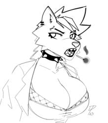 1girls 2020s 2023 2d 2d_(artwork) anthro anthro_only big_breasts bra breasts canid canid_humanoid canine canine_humanoid cleavage cleavage_overflow clothed clothed_female clothes clothing collar cropped cropped_arms cropped_jacket cropped_torso dpronin ear_piercing earrings ears_up eyelashes eyes eyes_open fanart female female_focus female_only first_person_perspective first_person_view fluff fluffy fluffy_chest fluffy_ears fur furry furry_breasts furry_ears furry_female furry_only girl goth goth_girl hair humanoid looking_away looking_back mammal mammal_humanoid neck no_background no_color no_humans oc open_mouth original original_character pierced_ears piercing piercings popsicle punk punk_girl punk_hair sharp_teeth sketch snout solo solo_focus spiked_collar spiked_hair spikes teeth teeth_showing teeth_visible text tongue watermark white_background white_body white_eyes white_fur white_hair wolf wolf_ears wolf_girl wolf_humanoid