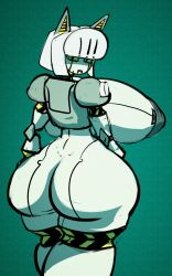 1girls ass ass big_ass big_breasts big_butt breasts cat_ears catgirl dimples_of_venus from_behind huge_ass huge_breasts nipples robo-fortune robot robot_girl skullgirls snork760 thick_ass thick_thighs white_body white_hair wide_hips yellow_eyes