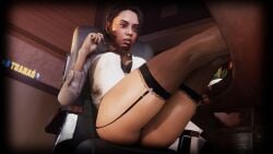 3d capcom dark-skinned_female female ingrid_hunnigan resident_evil resident_evil_4 resident_evil_4_remake solo stockings trahao unseen_male_face