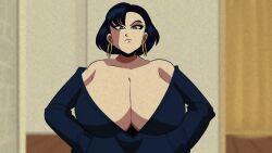 animated annoyed annoyed_expression gigantic_breasts glassfish highres hyper_breasts lei_(coloredyiddies) my_eyes_are_up_here no_sound tagme video