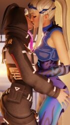 2girls 3d clothed clothing female female_only fortnite highwire_(fortnite) kissing mafuyur34 mizuki_(fortnite) safe sfw sunset yuri