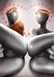 2girls anus ass atomic_heart fanart female heart left_(atomic_heart) lifted_legs multiple_girls no_face pinup prosto_ri pussy right_(atomic_heart) robot robot_girl robot_humanoid showing_pussy sisters soviet tagme the_twins_(atomic_heart) twins vagina