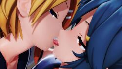 2girls 3d against_wall ahe_gao animated areolae aroused blue_eyes blue_hair breasts brown_eyes censored closed_eyes cunnilingus female female_only female_pov french_kiss french_kissing hairclip kagamine_rin kemkem kissing licking licking_breast mosaic_censoring nail_polish nervous nipples open_mouth original_character panties panties_aside pleasure_face pov school_uniform schoolgirl shirt_lift skirt skirt_pull small_breasts smirk sound squirting sucking_nipples tongue video vocaloid yellow_hair yuri