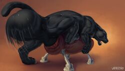 absurd_res anus balls big_balls big_penis black_body blue_eyes breeding_mount felid feral feral_only genitals hi_res huge_balls huge_cock hyper hyper_balls hyper_genitalia hyper_penis jaguar male mammal muscular muscular_feral muscular_male pantherine paws penis voidlesky