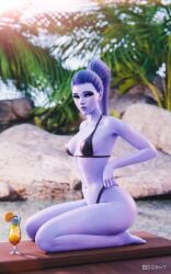 1girls 3d 61cent alternate_version_available amelie_lacroix areolae ass athletic athletic_female big_ass bikini blender blizzard_entertainment breasts dark_blue_hair detailed_background female female_focus female_only highres lingerie long_hair looking_at_viewer medium_breasts nipples overwatch overwatch_2 pose posing purple_body purple_skin seductive seductive_look seductive_smile solo solo_female solo_focus swimsuit tattoo thong widowmaker yellow_eyes