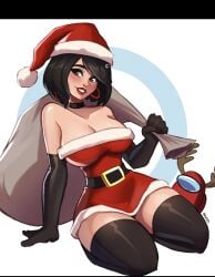 choker evie_(fortnite) fortnite fortnite:_battle_royale magaska19 santa_costume santa_hat thighs winterfest