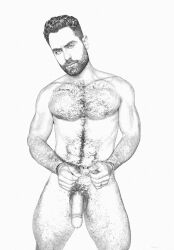 1boy balls ballsack beard belenos_(artist) black_and_white body_hair boner circumcised circumcision_scar erect_penis erection facial_hair gay gay_pornstar hairy_chest hairy_male hard_on human looking_at_viewer male male_nipples male_only male_pubic_hair manly mature_male monochrome muscles muscular_male mustache nude_male onlyfans_model penis porn_star real_person ruggery_valdivia scrotum sketch smooth_penis standing testicles thick_thighs uncolored