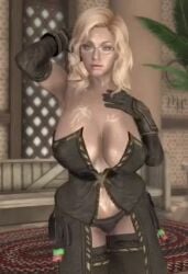 3d animated big_ass big_breasts blonde_hair blue_eyes cosplay dommy_mommy elf_orc_lunaire glasses huge_ass huge_breasts large_ass large_breasts rebecca_(original_character) seductive skyrim swaying_hips tagme the_elder_scrolls video