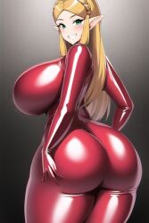 ai_generated ass_focus blonde_hair blue_eyes curvaceous curvy curvy_figure gigantic_ass gigantic_breasts huge_ass huge_breasts huge_hips latex long_hair looking_at_viewer nai_diffusion princess_zelda red_latex red_latex_suit seductive_smile shiny_clothes shiny_hair shiny_skin stable_diffusion the_legend_of_zelda thick_thighs thunder_thighs voluptuous wide_hips