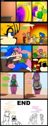 2d_(artwork) 3d_(artwork) absurd_res alternate_universe amy_rose anthro aroused attempted_seduction big_breasts blender_(software) blender_eevee blue_body blue_fur bluewavecon blush bodily_fluids bottomwear breast_squish breasts canid canine cleavage clothed clothing comic cuff_(restraint) digital_media_(artwork) dildo english_text eulipotyphlan female female/female forced forced_kiss fox fur gloves green_eyes group hair handcuffs handwear hedgehog hi_res kissing male mammal mature_female metal_cuffs miniskirt mixed_media multiverse panties perversion pink_body pink_hair profanity restraints rule_63 sega sex_toy skirt sonic_(series) sonic_the_hedgehog sonic_the_hedgehog_(series) sonique sonique_the_hedgehog squish strapon sweat tail tails text thong topless underwear