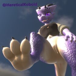 anthro clothed feet female female_focus female_only hereticalkobold kobold partially_clothed paws purple_body purple_skin scales scalie scalie_female scalie_humanoid solo solo_female