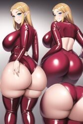 ai_generated ass_focus blonde_hair blue_eyes curvaceous curvy curvy_figure gigantic_ass gigantic_breasts huge_ass huge_breasts huge_hips latex long_hair looking_at_viewer nai_diffusion princess_zelda red_latex red_latex_suit seductive_smile shiny_clothes shiny_hair shiny_skin stable_diffusion the_legend_of_zelda thick_thighs thunder_thighs voluptuous wide_hips