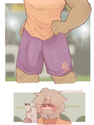 2boys argentina_(countryhumans) big_bulge big_penis brazil_(countryhumans) bulge clothed clothing comic countryhumans kinky_naty male male_only nike purple_shorts rec recording shorts sweaty