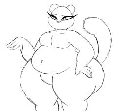 1boy animal_crossing anthro ass bellybutton eyelashes femboy furry hand_on_hip male male_only monochrome nintendo overweight overweight_anthro overweight_male plapjax solo solo_focus tanuki thick thick_ass thick_thighs thighs tom_nook