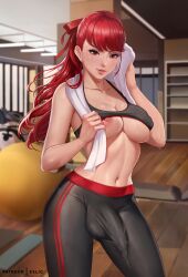 1futa areolae atlus ball_bulge balls balls_under_clothes bangs big_breasts big_penis breasts bulge cameltail casual clothed clothing erect_nipples erect_penis erection erection_under_clothes exlic exposed_breasts exposed_nipples fit_female fully_clothed futa_only futanari gym gym_uniform human intersex kasumi_yoshizawa light-skinned_futanari light_skin long_hair looking_at_viewer nipple_bulge nipples pale_skin penis penis_bulge penis_under_clothes persona persona_5 persona_5_royal public red_eyes red_hair shirt_lift solo solo_futa sportswear standing tenting towel wide_hips