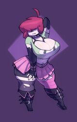 1girls 2023 aged_up belt big_breasts bigdad breasts cleavage clothed clothing collar female female_focus female_only gaz_membrane hair_covering_eye human invader_zim large_breasts looking_at_viewer navel nickelodeon pale_skin pantyhose purple_hair shoes short_hair simple_background skirt solo solo_female standing thicc_gaz thick_thighs thighs voluptuous wide_hips