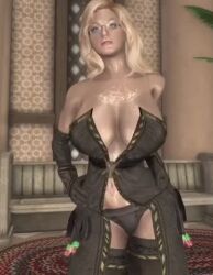 3d animated big_ass big_breasts blonde_hair blue_eyes cosplay dommy_mommy elf_orc_lunaire glasses huge_ass huge_breasts large_ass large_breasts rebecca_(original_character) seductive skyrim swaying_hips tagme the_elder_scrolls video