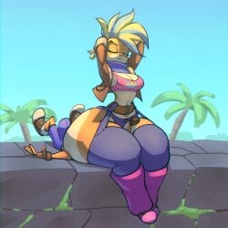 1boy 1boy1girl 1girls 2023 activision anthro armpits ass ass_bigger_than_head bandicoot big_butt bigdad blonde_hair blue_hair breasts bulge cleavage clothed clothing crash_(series) crash_bandicoot crash_bandicoot_(series) crash_bandicoot_4:_it's_about_time duo facesitting female footwear furry furry_female furry_male green_eyes hair huge_ass huge_butt male male/female mammal marsupial multicolored_hair naughty_dog navel outside pirate_tawna plant shoes sitting_on_another smile tawna_bandicoot tawna_bandicoot_(crash_4) tree two_tone_hair wide_hips