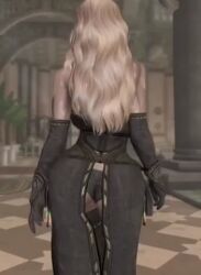 3d animated ass big_ass big_breasts blonde_hair blue_eyes cosplay dommy_mommy elf_orc_lunaire female glasses huge_ass huge_breasts large_ass large_breasts panties rebecca_(original_character) seductive skyrim swaying_hips tagme the_elder_scrolls underwear video