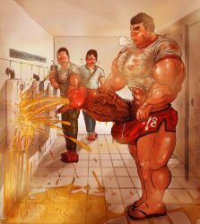 balls bara bathroom big_balls big_penis boner erection excessive_urine huge_balls huge_cock kuan_t male male_only muscles muscular musk peeing penis penis_out public public_restroom shorts size_difference smelly sweat_stain sweaty urination urine