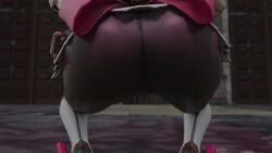 3d animated armor ass ass_focus ass_shake bodystocking female from_behind gauntlets genshin_impact headdress huge_ass jiggle kishi no_sound noelle_(genshin_impact) pantyhose shiny shiny_clothes shiny_hair short_hair silver_hair solo squatting tagme twerking video