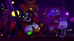 3d 3d_(artwork) animatronic baby_(fnafsl) bar blue_eyes blue_hair breasts canon_appearance character_in_background circus_baby circus_baby_(fnaf) circus_baby_(original) clown cosmic_trance detailed_background exposed_breasts female five_nights_at_freddy's five_nights_at_freddy's:_sister_location freddy_fazbear's_pizzeria_simulator full_color fully_clothed glowing glowing_eyes high_resolution highres holding_object looking_at_viewer no_penetration orange_hair panties pole pole_dancing red_hair resting resting_on_arms robot robot_girl scrap_baby scrap_baby_(cosmic_trance) scrap_baby_(fnaf) scrap_baby_(rckke) sfm sister_location source_filmmaker stripper stripper_pole tired trishsfm wine wine_glass