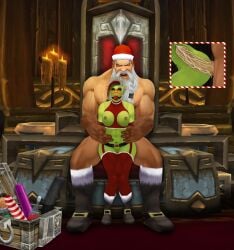 1boy 1girls 3d anal anal_sex ball_gag blizzard_entertainment blue_skin blush christmas cum cum_in_ass cum_inside green_skin huge_cock interspecies nipple_piercing nipple_rings orc orc_(warcraft) original_character sex shikron stockings vem vrykul warcraft winter_veil world_of_warcraft x-ray