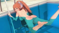 1girls 3d ass blush breasts completely_nude completely_nude_female danganronpa danganronpa_3 embarrassed embarrassed_nude_female enf female female_only koikatsu large_breasts naked naked_female nude nude_female solo solo_female straight_hair swimming swimming_pool thick_ass ultimateenf yukizome_chisa