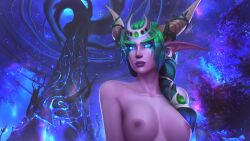 3d blizzard_entertainment dragonflight female green_hair purple_skin solo thismelancholic warcraft world_of_warcraft ysera