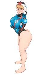 apex_legends ass bare_ass bare_legs bare_thighs barefoot big_ass big_breasts big_butt blue_eyes bubble_butt cleavage eyebrows_visible_through_hair gigantic_ass gigantic_breasts gigantic_butt lichtenberg_figure looking_at_another looking_at_partner looking_at_viewer partially_clothed scar simple_background thick thick_ass thick_hips thick_legs thick_thighs tight_clothes tight_clothing tight_fit tights wattson_(apex_legends) wired_for_speed_wattson yellow_hair