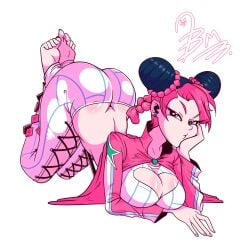 ass bbumbbum big_ass bubble_butt feet feet_together feet_up huge_ass jojo's_bizarre_adventure jolyne_kujo large_breasts light-skinned_female light_skin solo solo_female solo_focus stone_ocean